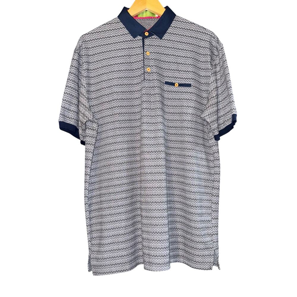 Blanc Organic Cotton Polo Shirt Men's XL Golf Chevron Retro Utility Old Money